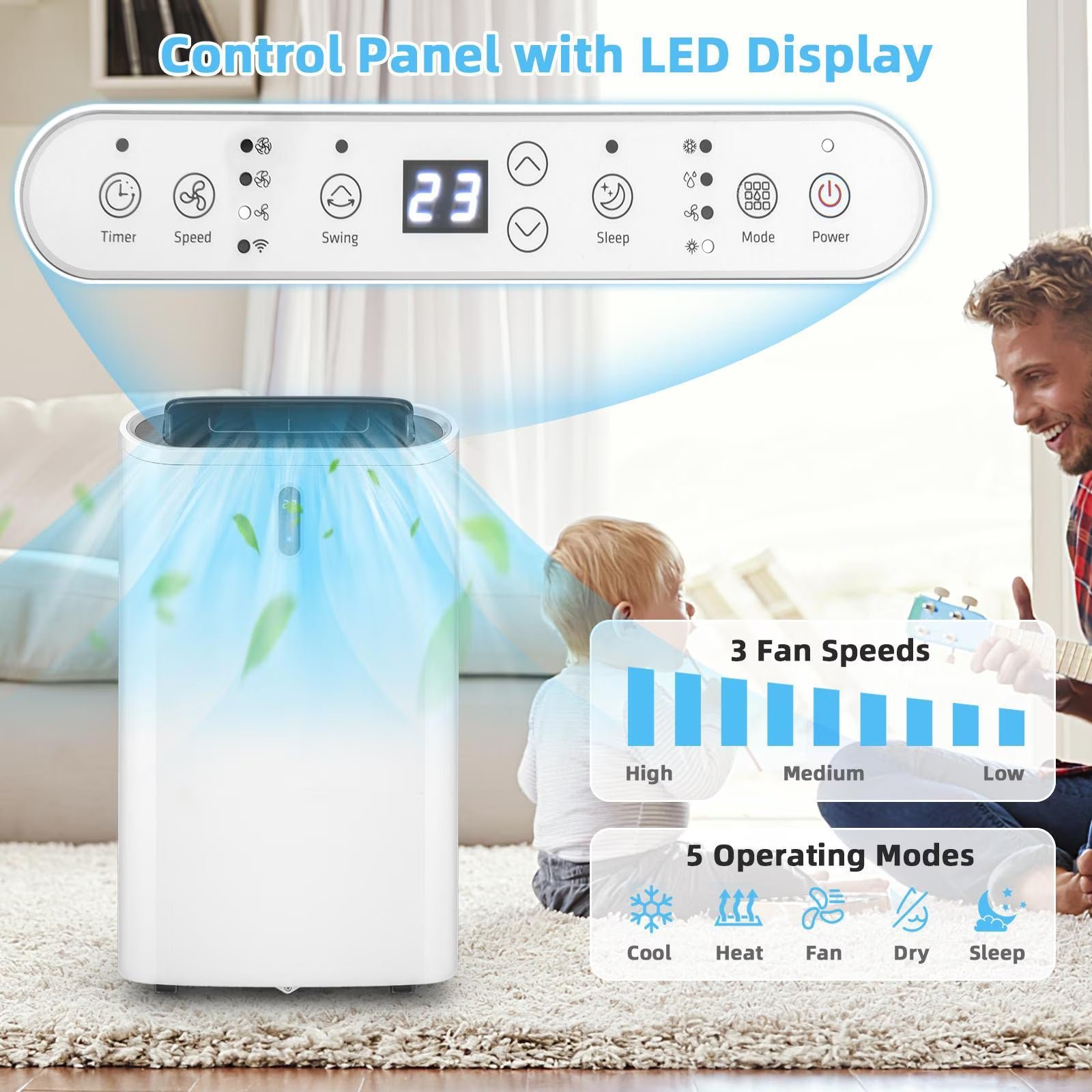 14,000 BTU 4-in-1 Portable AC with Heat & WiFi - Image 4