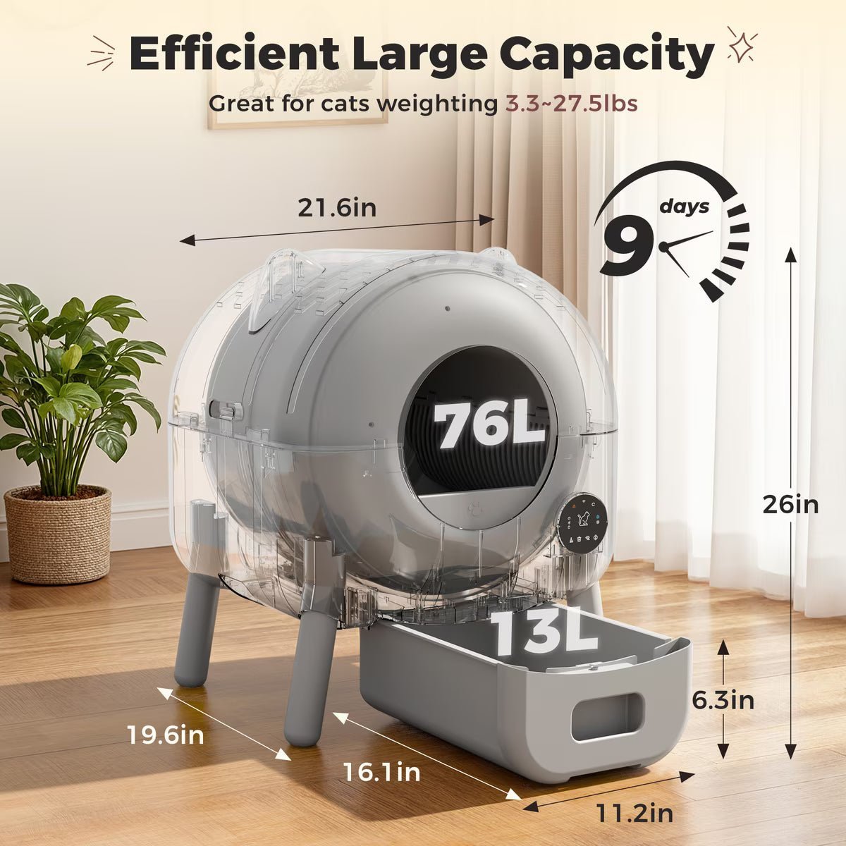 Automatic Self-Cleaning Two-Tone Cat Ear Design Cat Litter Box - Image 4
