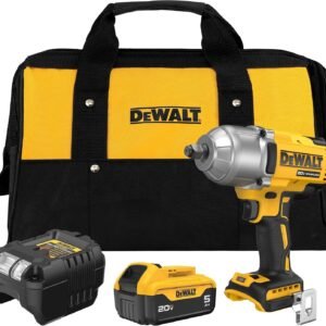 DEWALT 20V MAX Cordless Impact Wrench with Hog Ring Anvil, Brushless High Torque 1/2 Impact Gun, 4-Mode Speed, Includes Battery, Charger and Kit Bag (DCF900P1)