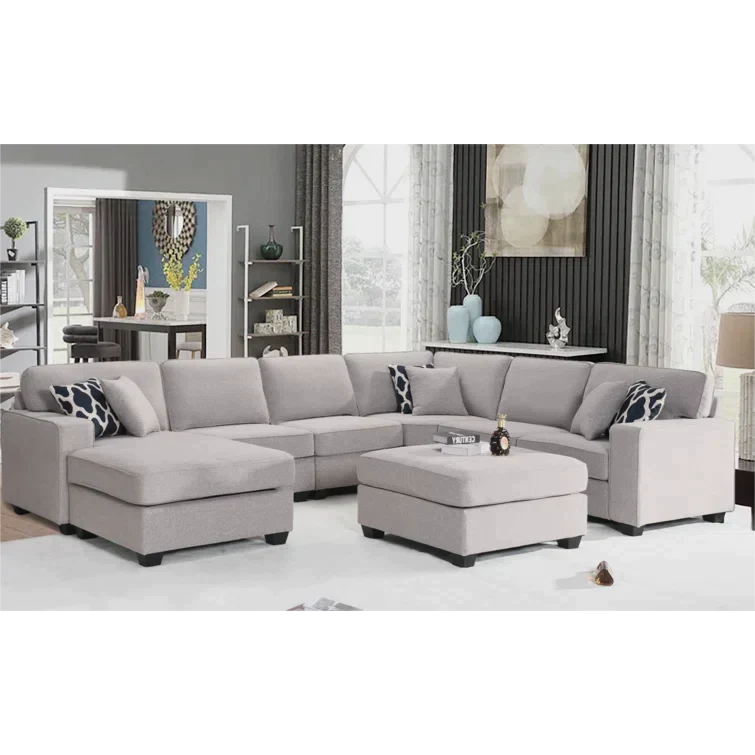 137″ Wide Reversible Modular Corner Sectional with Ottoman - Image 6