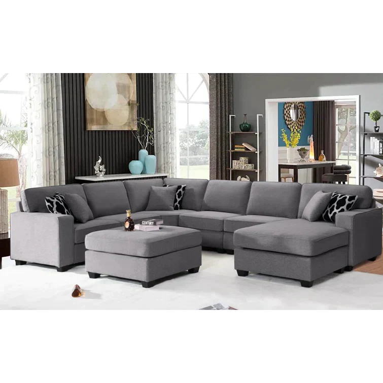 137″ Wide Reversible Modular Corner Sectional with Ottoman - Image 12