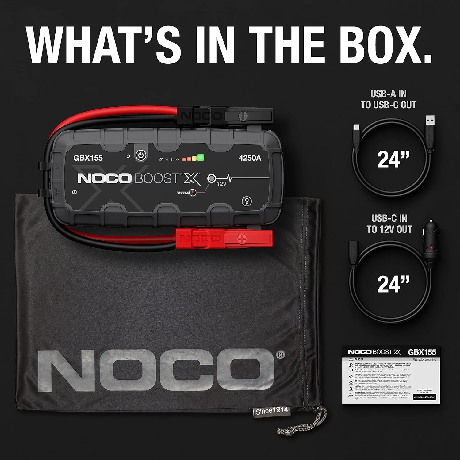 NOCO Boost X GBX155: 4250A UltraSafe Jump Starter – 12V Lithium Battery Booster Pack, Portable Jump Box, Power Bank & Jumper Cables – for 10.0L Gas and 8.0L Diesel Engines - Image 3