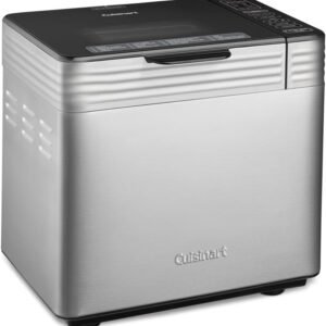 Cuisinart Bread Maker Machine, Stainless Steel Convection Bread Machine with 16 Menu Options, 3 Loaf Sizes Up to 2 Lb., 3 Crust Colors, Includes Measuring Cup, Spoon & Kneading Hook, CBK-210