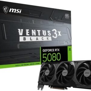 msi Gaming RTX 5080 16G Ventus 3X OC Black Graphics Card (16GB GDDR7, 256-bit, Extreme Clock 2640 MHz, DisplayPort x 3 2.1a, HDMI 2.1b, NVIDIA Blackwell Architecture)