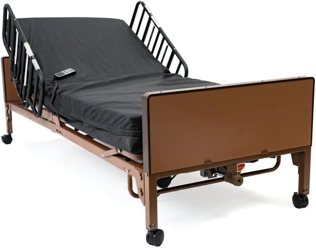 Fully Electric Hospital Bed Set – Foam Mattress, Half Rails Included – Enhanced Comfort, Convenience