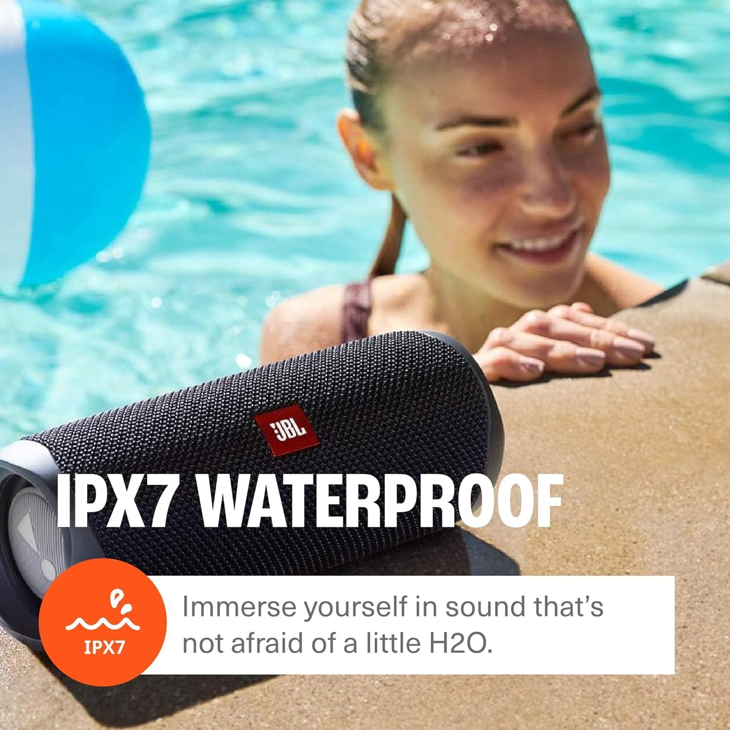 JBL FLIP 5, Waterproof Portable Bluetooth Speaker, Black, Small | Sounds better than ever, Bring the party anywhere, Make a splash with IPX7 waterproof design, A rainbow of colours - Image 5
