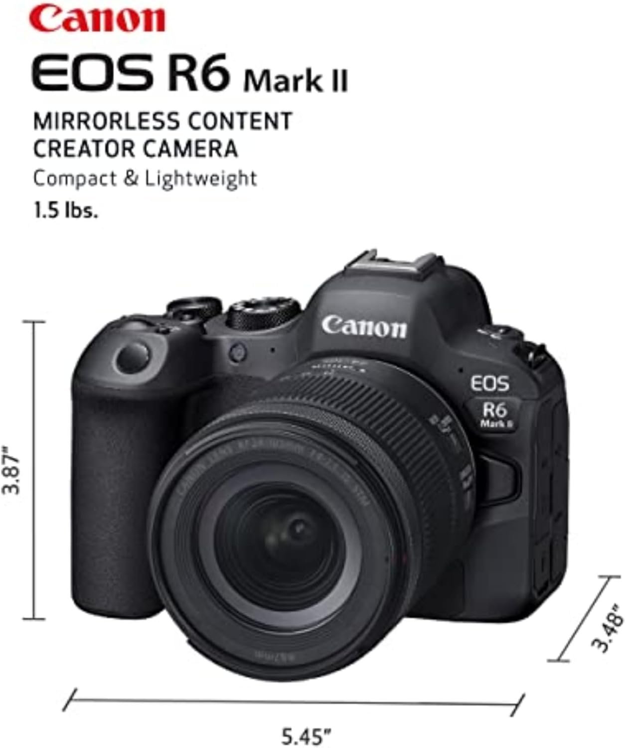 Canon EOS R6 Mark II Mirrorless Camera RF24-105mm F4-7.1 is STM Lens Kit, Full-Frame Hybrid Camera, 24.2 Megapixel CMOS Sensor, Photo and Video Capabilities, Black | 24.2MP Full-Frame, Digic X, Dual Pixel CMOS Af Ii, Ibis Up to 8 Stops, 6k→4k60, Rf 24-105 - Image 2