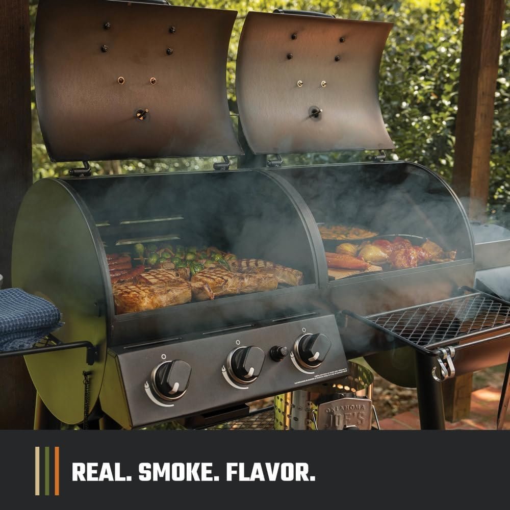 Oklahoma Joe’s Canyon Combo Dual Fuel 3-Burner Propane Gas and Charcoal Smoker and Grill with 1031 sq. in. Cooking Area in Black - Image 8