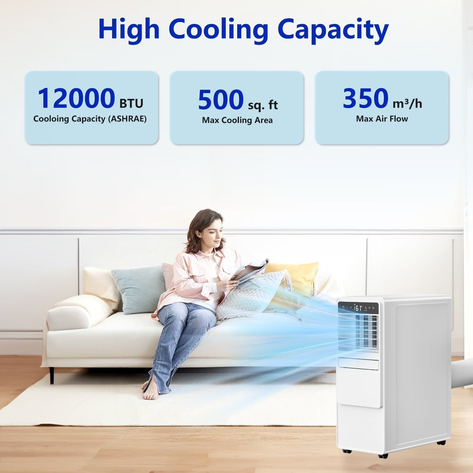 12000 BTU Portable Air Conditioner for Room up to 500 Sq. ft, 3-in-1 Portable AC - Image 4