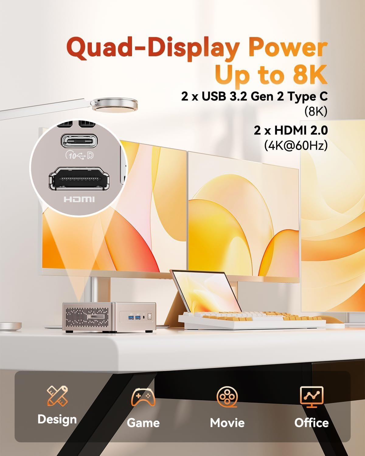 GEEKOM A5 Mini PC, AMD Ryzen 5 7430U, Home Office Desktop Computer | 16GB RAM (Upgradable), 1TB NVMe SSD, Windows 11 Pro, Media Server, 8K, Wi-Fi 6, USB 3.2, SD Slot, 6 USB, 3-Year Coverage - Image 7