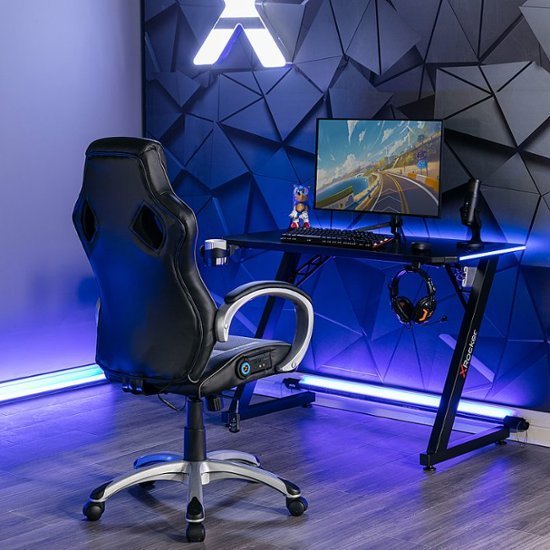 X Rocker – Rogue Sound Office Chair with Fixed Arms and 2.0 Bluetooth – Gray and Black - Image 3