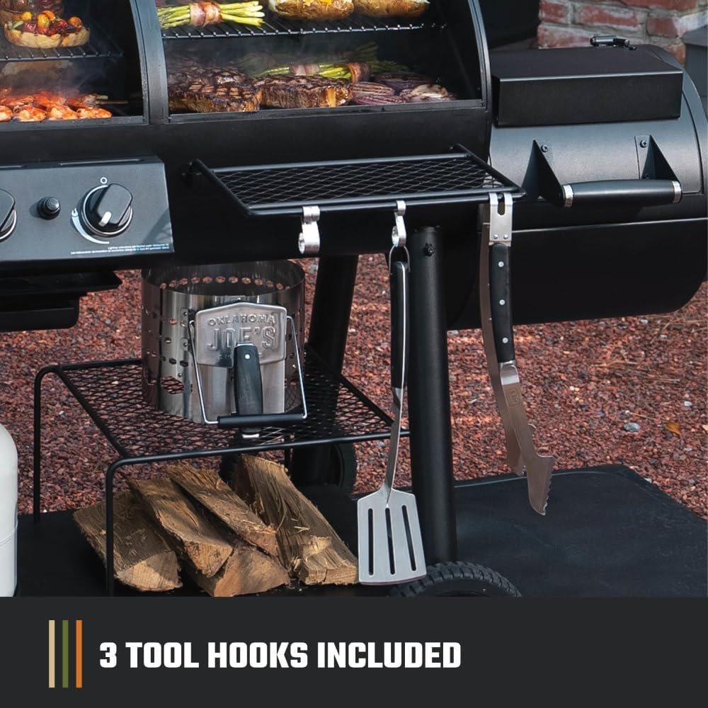 Oklahoma Joe’s Canyon Combo Dual Fuel 3-Burner Propane Gas and Charcoal Smoker and Grill with 1031 sq. in. Cooking Area in Black - Image 7