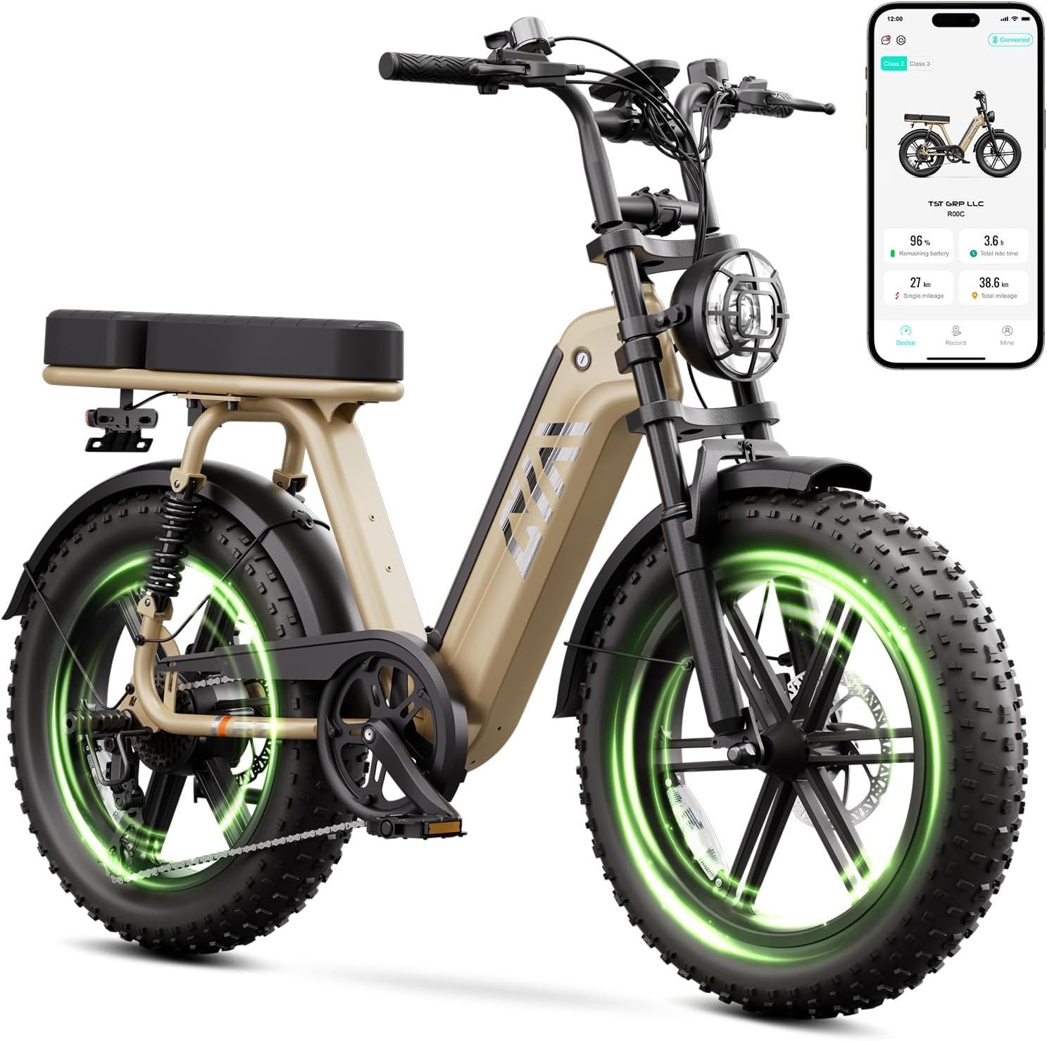 TST Electric Bike for Adults, 1500W Peak Motor 60 Miles Fat Tire Ebike with 48V 15Ah Removable Battery 20″ Fat Tire Electric Bike, Full Suspension and 7-Speed - Image 10