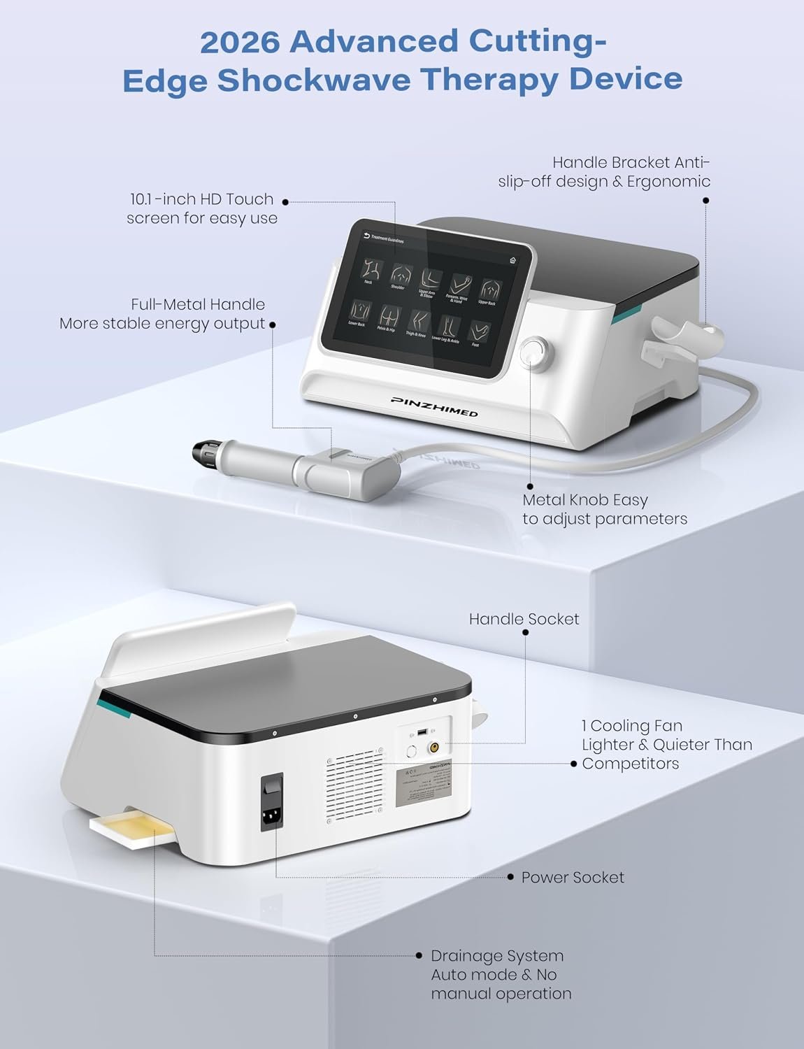 2026 Upgraded Shockwave Therapy Machine, Non-Invasive Extracorporeal ESWT Shockwave Therapy with 8 Heads for Pain Relief, Muscle, Joint & Tissue Regeneration, 10 bar & 10 Modes for Home & Institution - Image 8