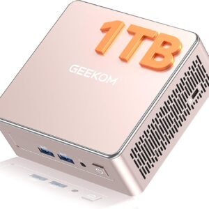 GEEKOM A5 Mini PC, AMD Ryzen 5 7430U, Home Office Desktop Computer | 16GB RAM (Upgradable), 1TB NVMe SSD, Windows 11 Pro, Media Server, 8K, Wi-Fi 6, USB 3.2, SD Slot, 6 USB, 3-Year Coverage