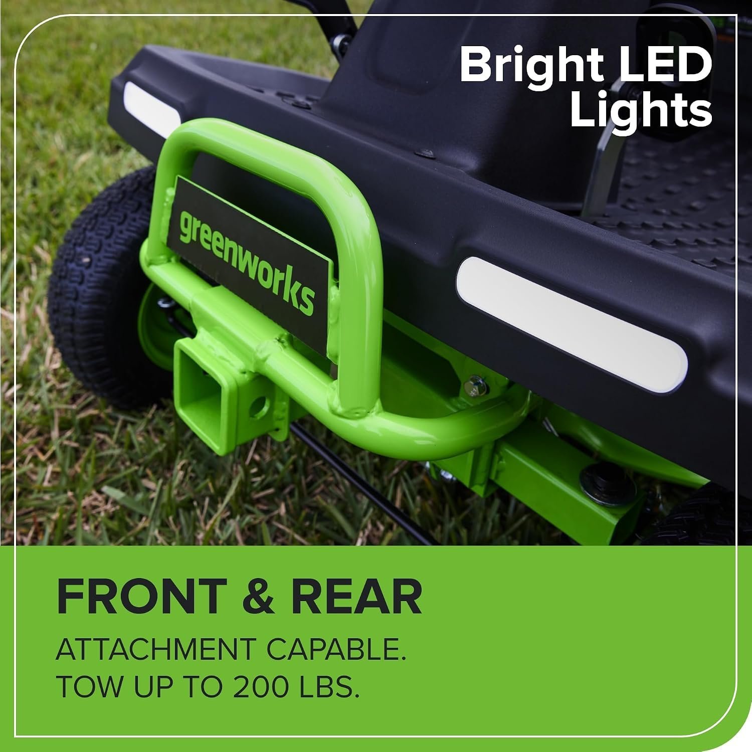 Greenworks 60V 30′ Riding Lawn Mower (1.25 Acre, 16 HP Gas Equivalent, 6 MPH, Tow Up to 200 lbs.), (4) 8.0Ah Batteries (1,920 Wh Max) + Turbo Wall Charger - Image 8