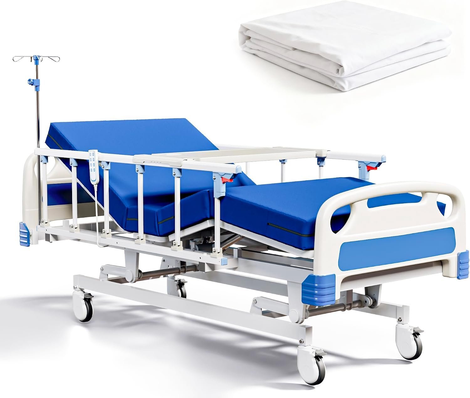 Premium Full Electric Hospital Bed for Home Use, 5 Function Medical Bed with 4.7” Foam Mattress, Height Adjustable, Central Locking System, Includes Sheets (2X) (5 Function) - Image 11