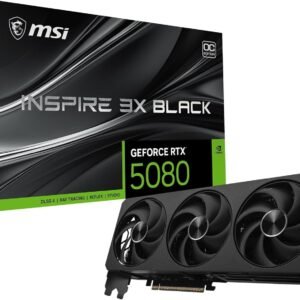 msi Gaming RTX 5080 16G Inspire 3X OC Black Graphics Card (16GB GDDR7, 256-bit, Extreme Clock 2655 MHz, DisplayPort x 3 2.1a, HDMI 2.1b, NVIDIA Blackwell Architecture)