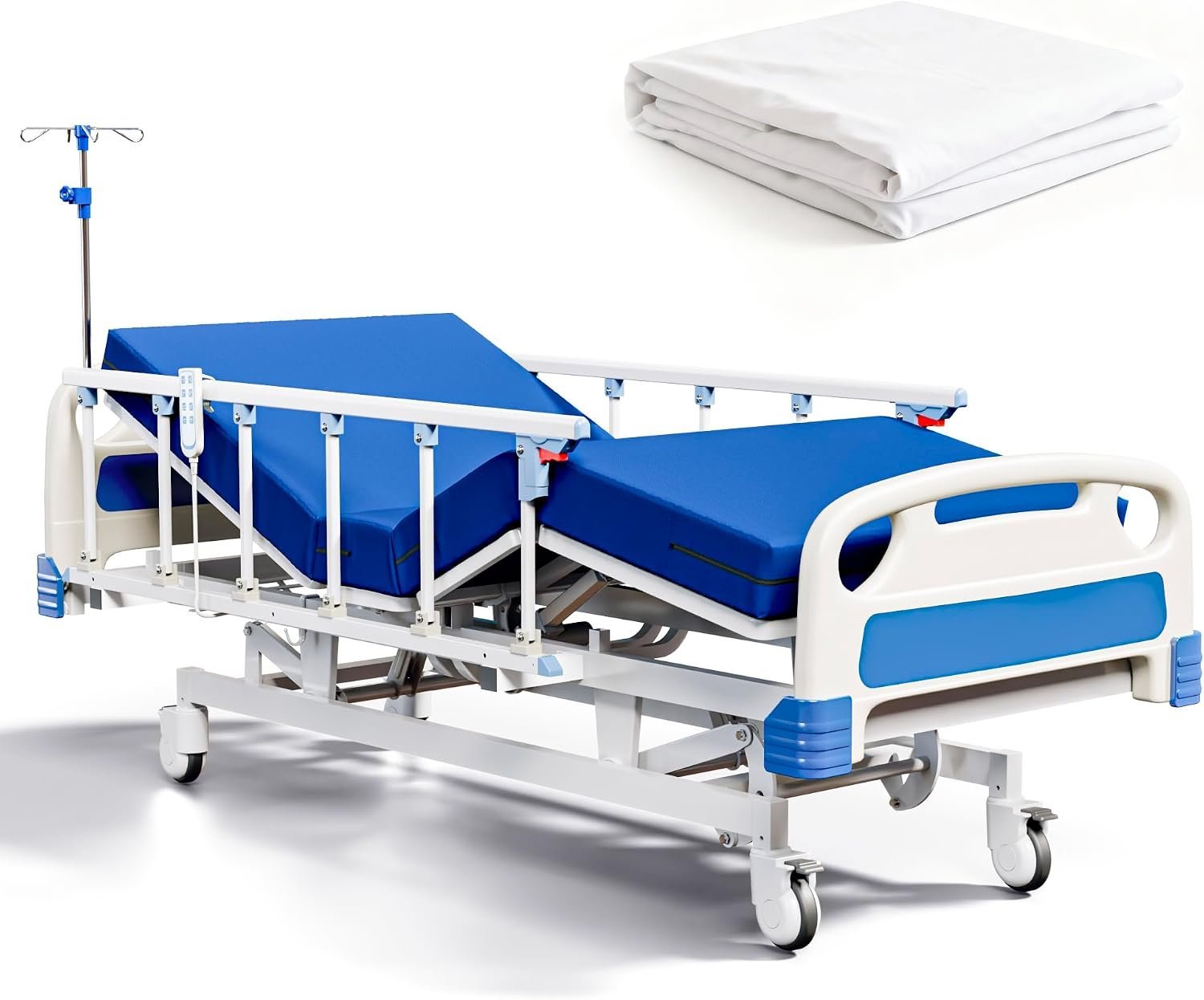 Premium Full Electric Hospital Bed for Home Use, 5 Function Medical Bed with 4.7” Foam Mattress, Height Adjustable, Central Locking System, Includes Sheets (2X) (5 Function) - Image 12