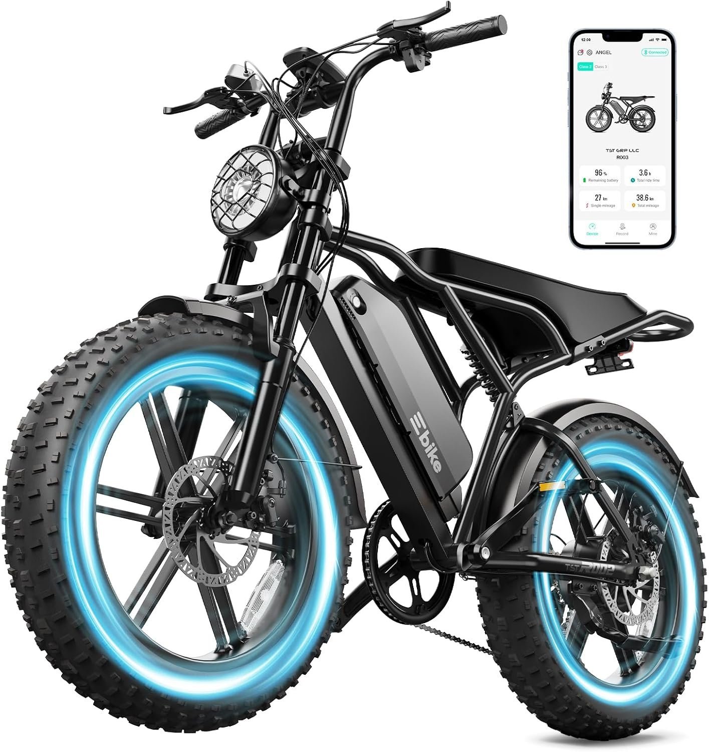 TST Electric Bike for Adults, 1500W Peak Motor 60 Miles Fat Tire Ebike with 48V 15Ah Removable Battery 20″ Fat Tire Electric Bike, Full Suspension and 7-Speed - Image 9