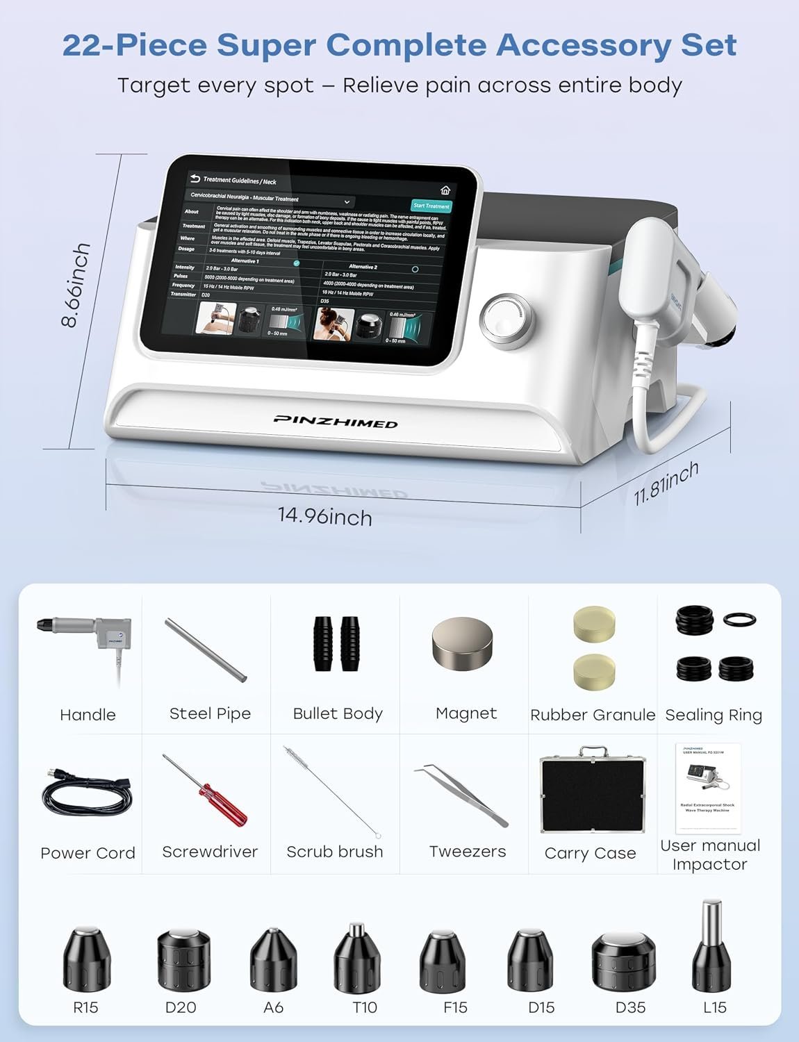 2026 Upgraded Shockwave Therapy Machine, Non-Invasive Extracorporeal ESWT Shockwave Therapy with 8 Heads for Pain Relief, Muscle, Joint & Tissue Regeneration, 10 bar & 10 Modes for Home & Institution - Image 9