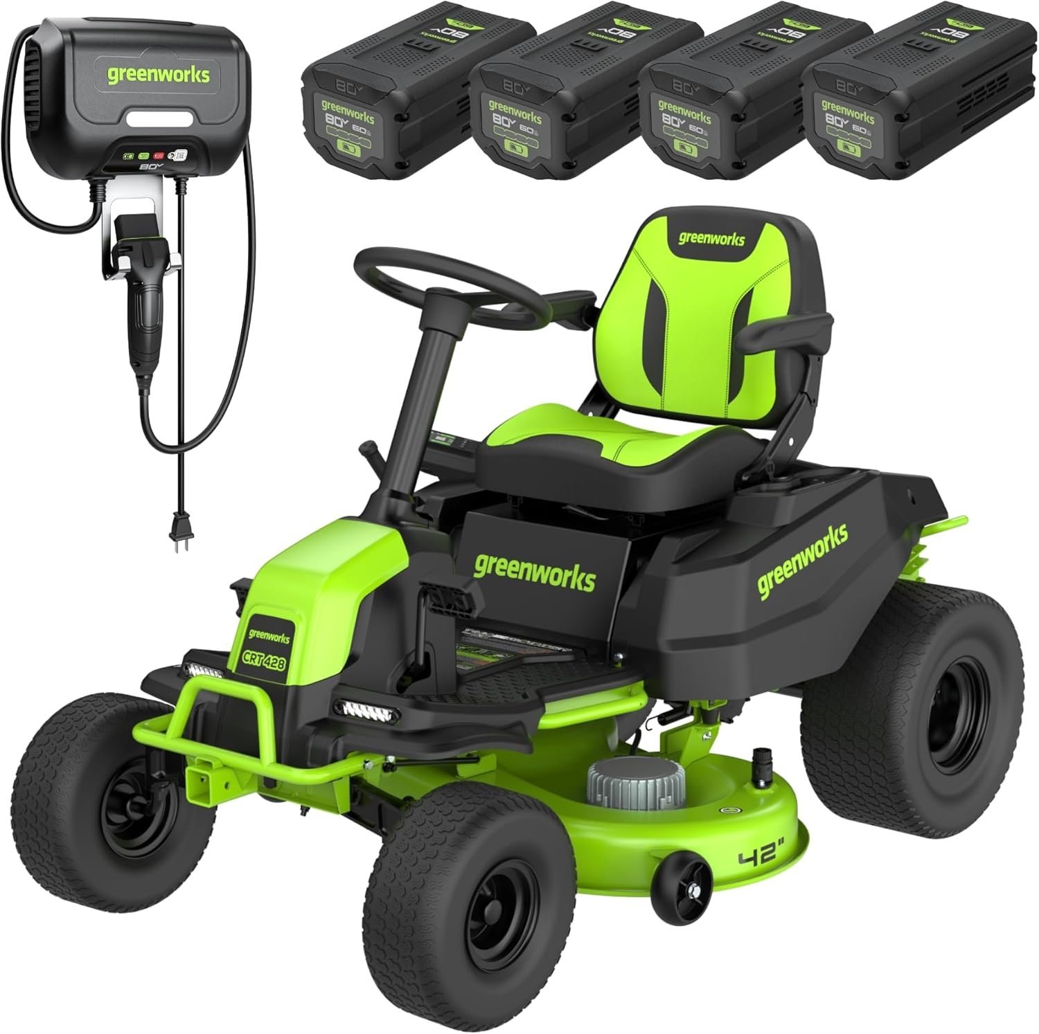 Greenworks 80V 42″ CrossoverZ Zero Turn Riding Lawn Mower, (6) 6.0Ah Batteries and 600W Charger - Image 22