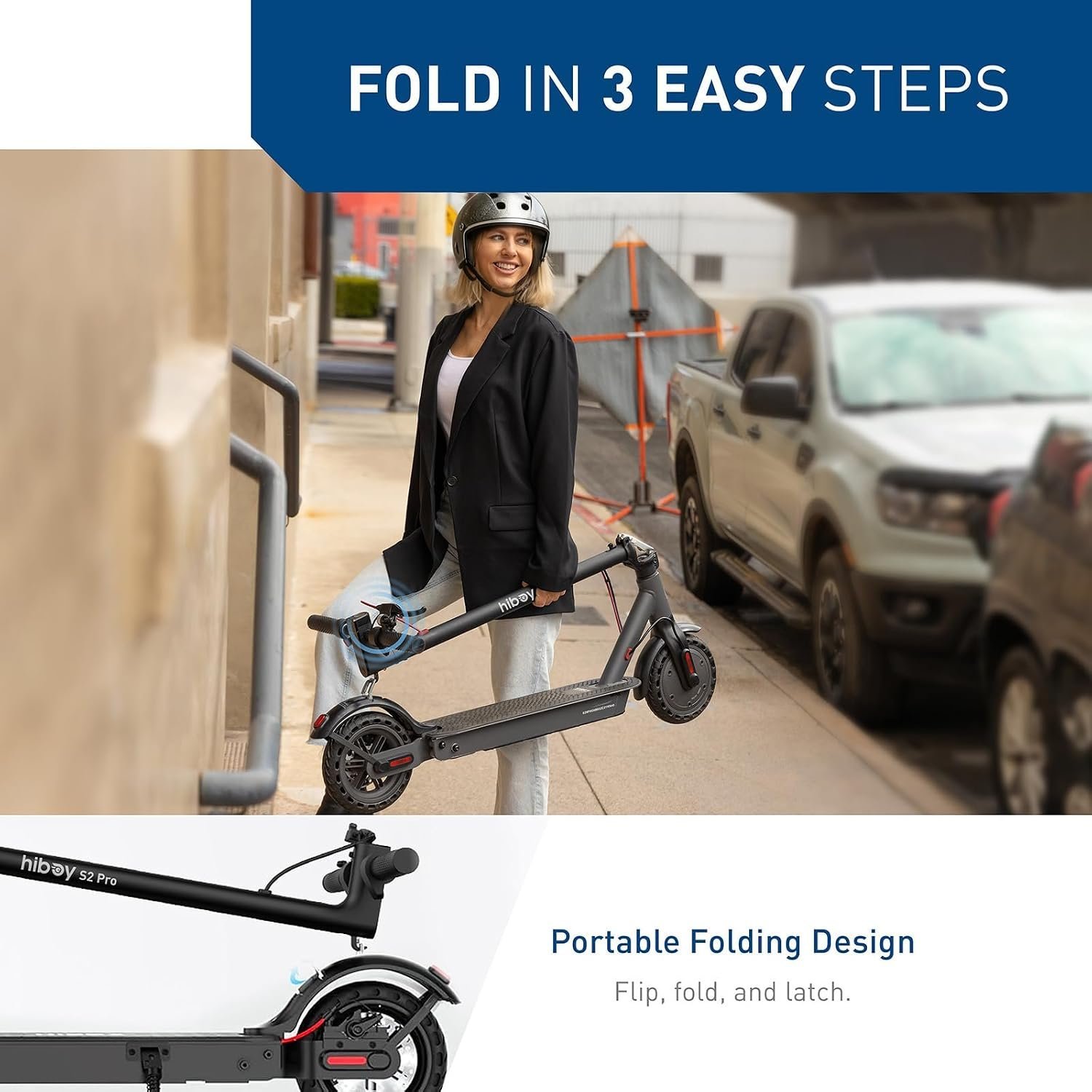 Hiboy S2 Pro Electric Scooter, 500W Motor, 10″ Solid Tires, 25 Miles Range, 19 Mph Folding Commuter Electric Scooter for Adults - Image 4