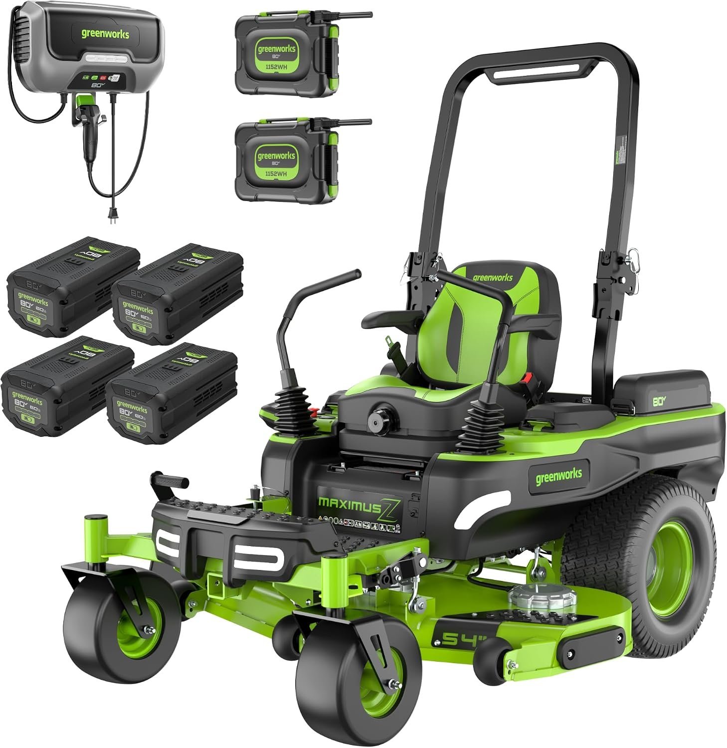 Greenworks 80V 42″ CrossoverZ Zero Turn Riding Lawn Mower, (6) 6.0Ah Batteries and 600W Charger - Image 24