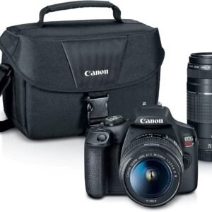 Canon EOS Rebel T7 DSLR Camera Double Zoom Lens Kit with EF-S 18-55mm and EF 75-300mm Lenses, 24.1 Megapixel CMOS (APS-C) Sensor, Full HD Videos, Wi-Fi, Beginner Photographers, Digital Camera, Black | Canon Eos Rebel T7 Body with Ef-S 18-55mm F/3.5-5.6 Is