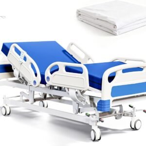 Premium Full Electric Hospital Bed for Home Use, 5 Function Medical Bed with 4.7” Foam Mattress, Height Adjustable, Central Locking System, Includes Sheets (2X) (5 Function)
