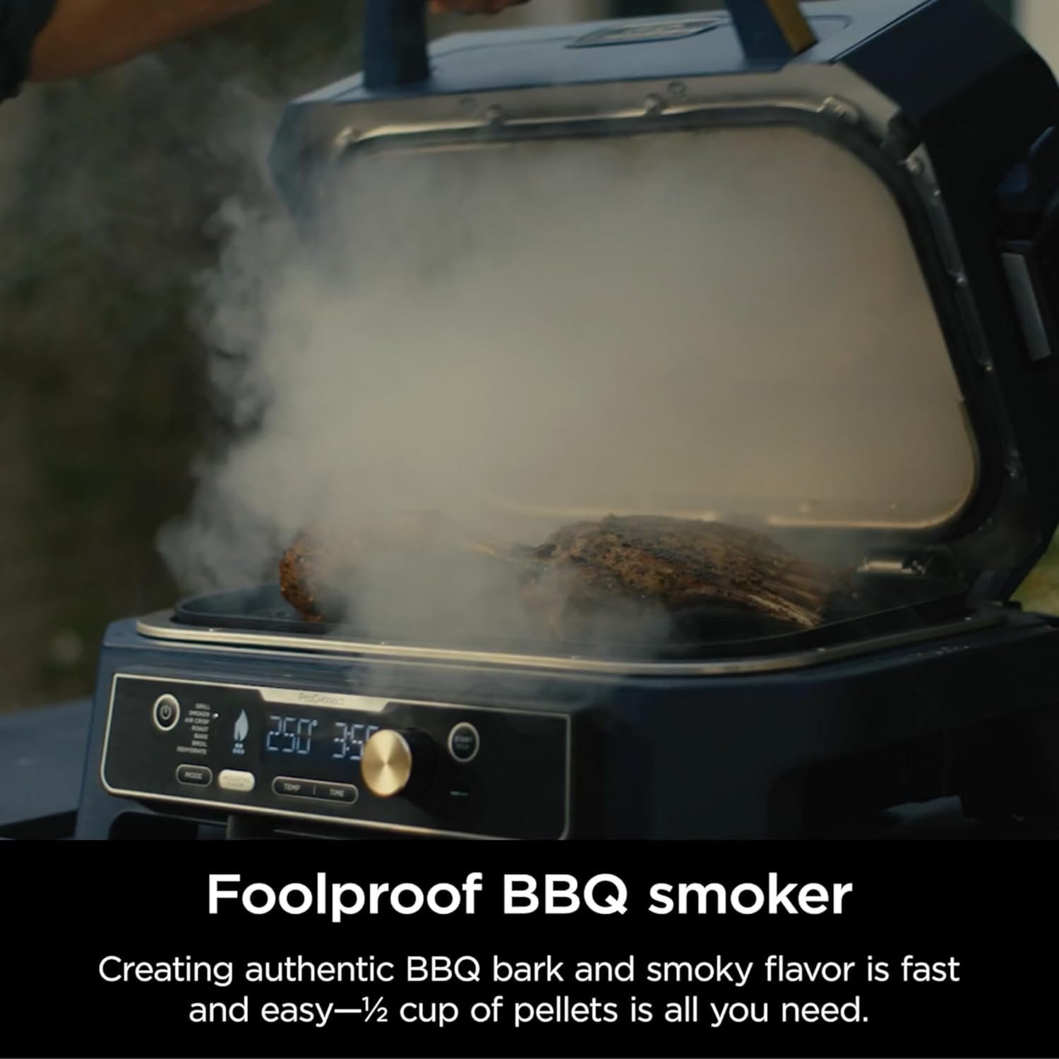 Ninja Woodfire Pro Connect XL Outdoor Grill & Smoker | Bluetooth, App Enabled | 7-in-1 Grill, BBQ Smoker, Outdoor Air Fryer | Woodfire Technology | Built-In Thermometer | Green & Gold | OG951GN2 - Image 5