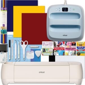 Cricut Explore 4 Machine with Vinyl and Iron-On Bundle – Beginner Friendly Craft Cutting Machine with Essential Materials, HTV and Adhesive Vinyl Variety Pack- DIY Decor Projects, Apparel and Decals