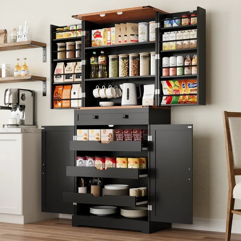 72″ Kitchen Pantry Storage Cabinet with 8 Hanging Shelves and 3 Sliding Drawers - Image 6