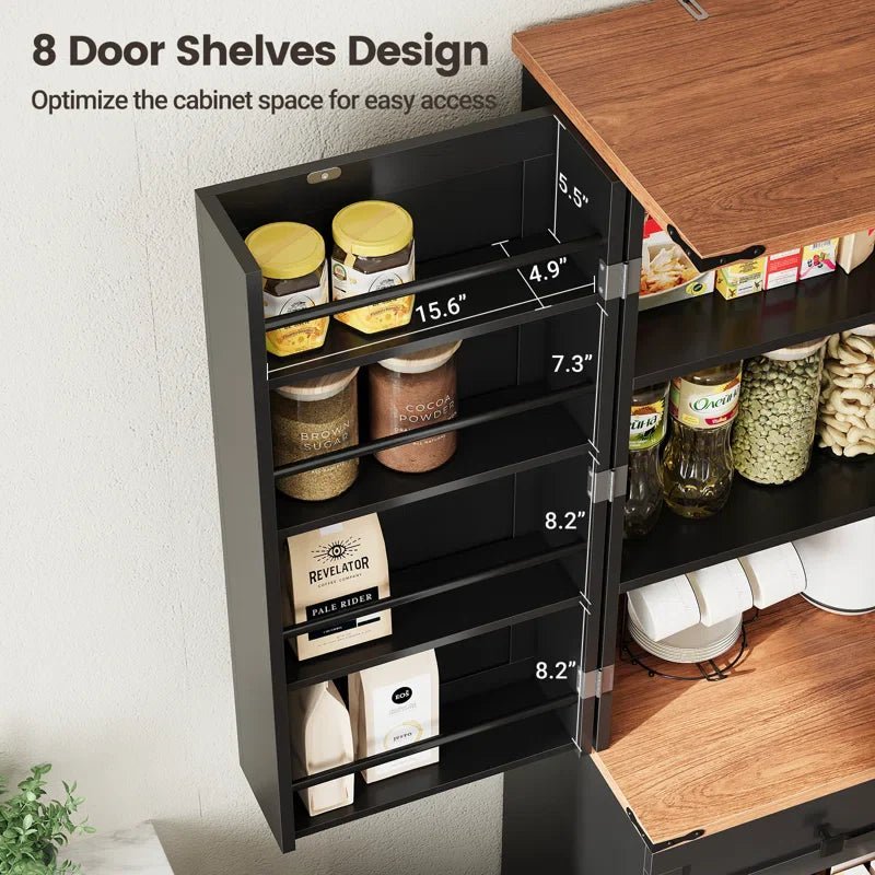 72″ Kitchen Pantry Storage Cabinet with 8 Hanging Shelves and 3 Sliding Drawers - Image 5
