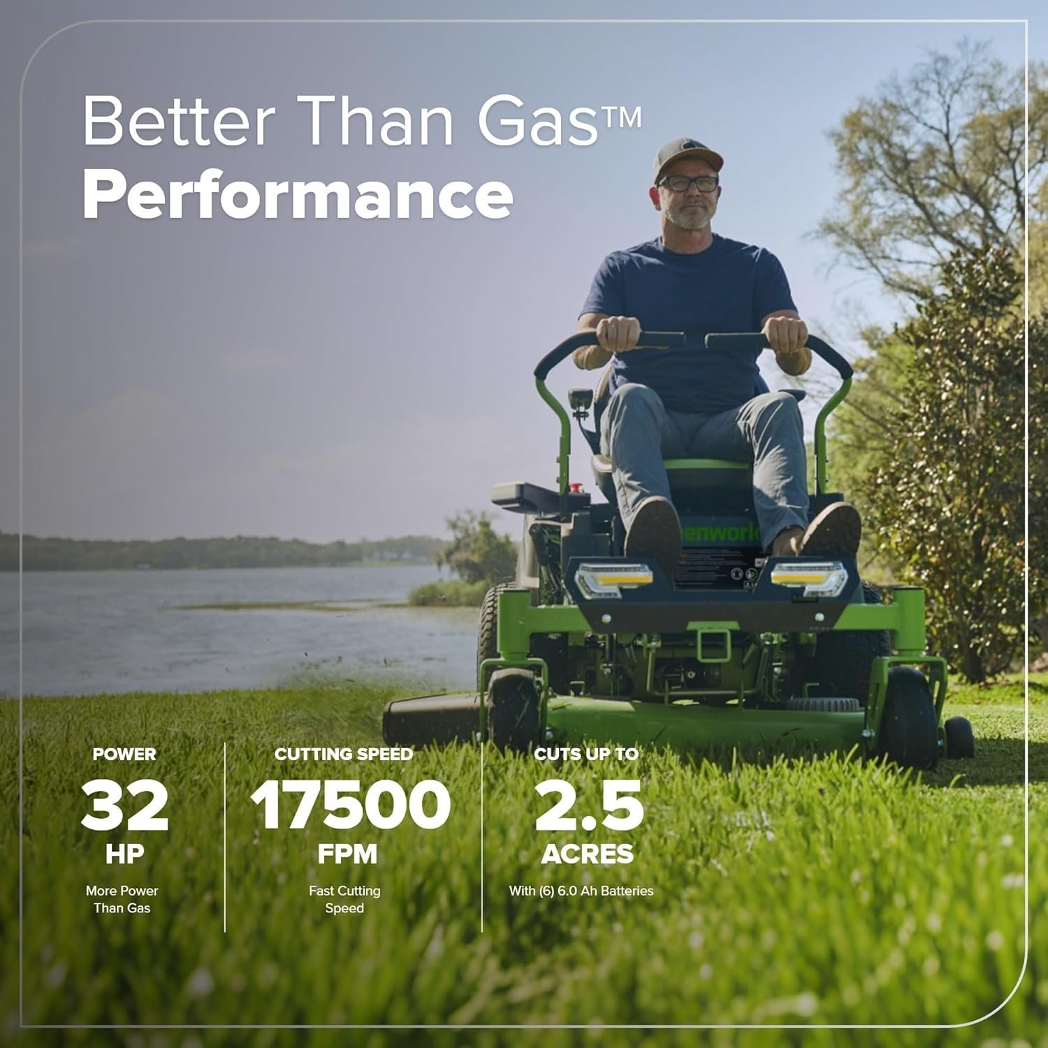 Greenworks 80V 42″ CrossoverZ Zero Turn Riding Lawn Mower, (6) 6.0Ah Batteries and 600W Charger - Image 3