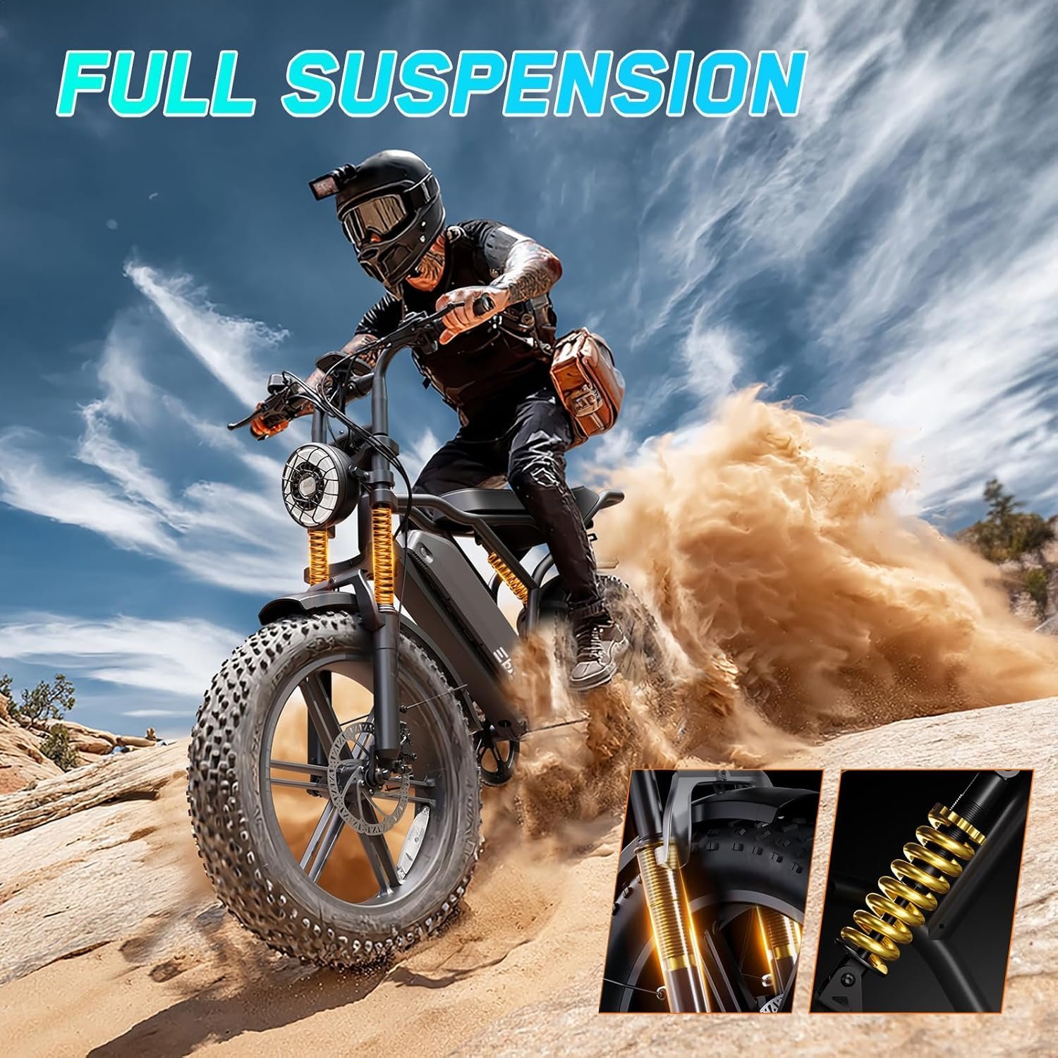 TST Electric Bike for Adults, 1500W Peak Motor 60 Miles Fat Tire Ebike with 48V 15Ah Removable Battery 20″ Fat Tire Electric Bike, Full Suspension and 7-Speed - Image 4