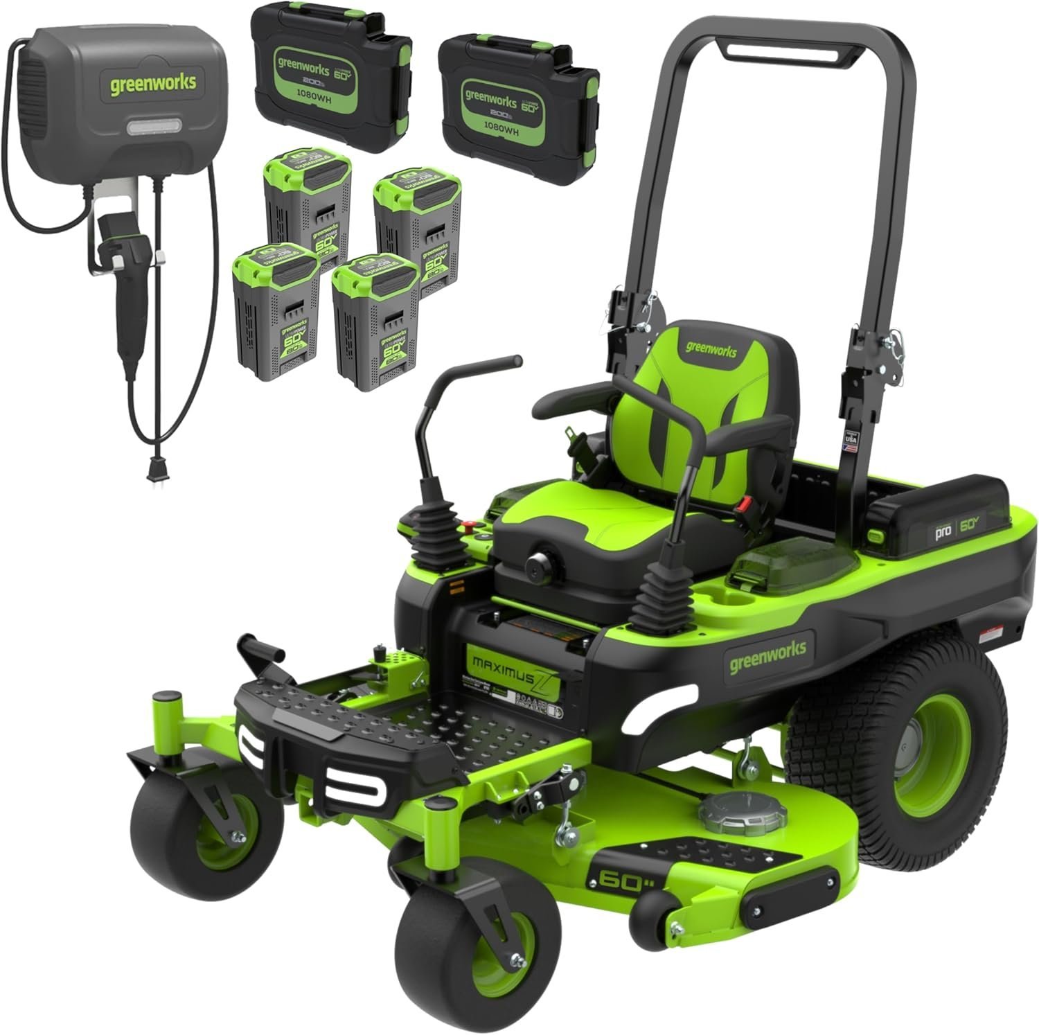 Greenworks 60V 30′ Riding Lawn Mower (1.25 Acre, 16 HP Gas Equivalent, 6 MPH, Tow Up to 200 lbs.), (4) 8.0Ah Batteries (1,920 Wh Max) + Turbo Wall Charger - Image 13