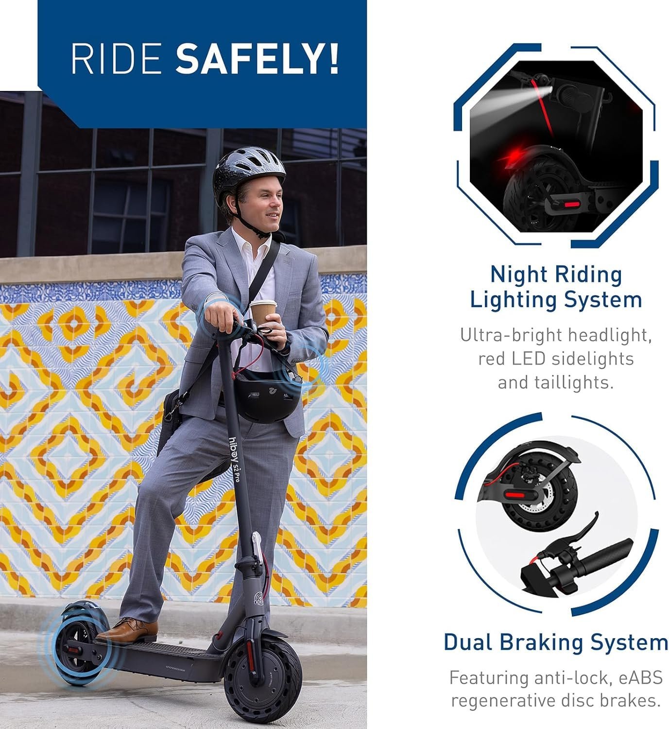 Hiboy S2 Pro Electric Scooter, 500W Motor, 10″ Solid Tires, 25 Miles Range, 19 Mph Folding Commuter Electric Scooter for Adults - Image 5