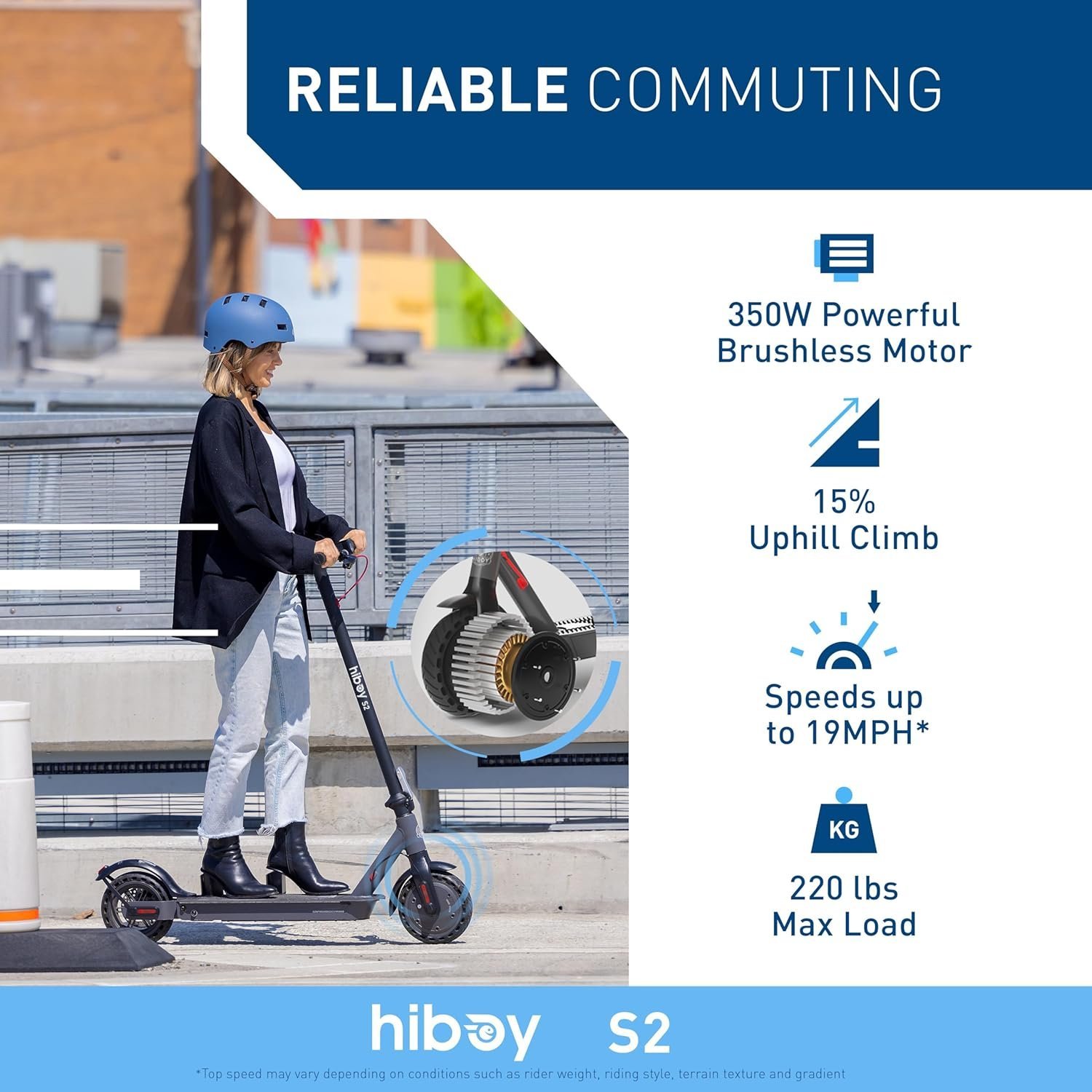Hiboy S2 Electric Scooter – 8.5″ Solid Tires – Up to 17 Miles Long-Range & 19 MPH Portable Folding Commuting Scooter for Adults with Double Braking System and App - Image 2