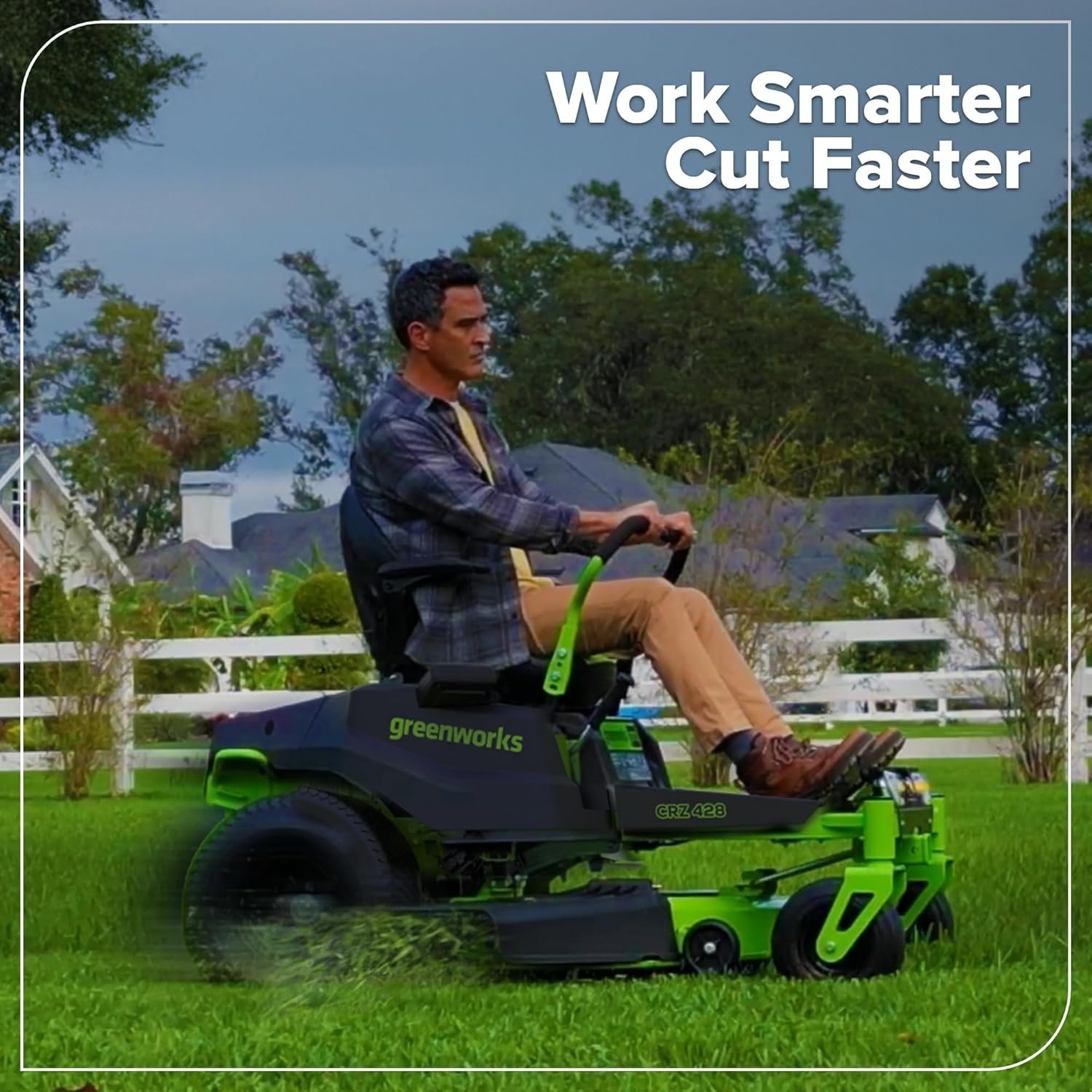 Greenworks 80V 42″ CrossoverZ Zero Turn Riding Lawn Mower, (6) 6.0Ah Batteries and 600W Charger - Image 7