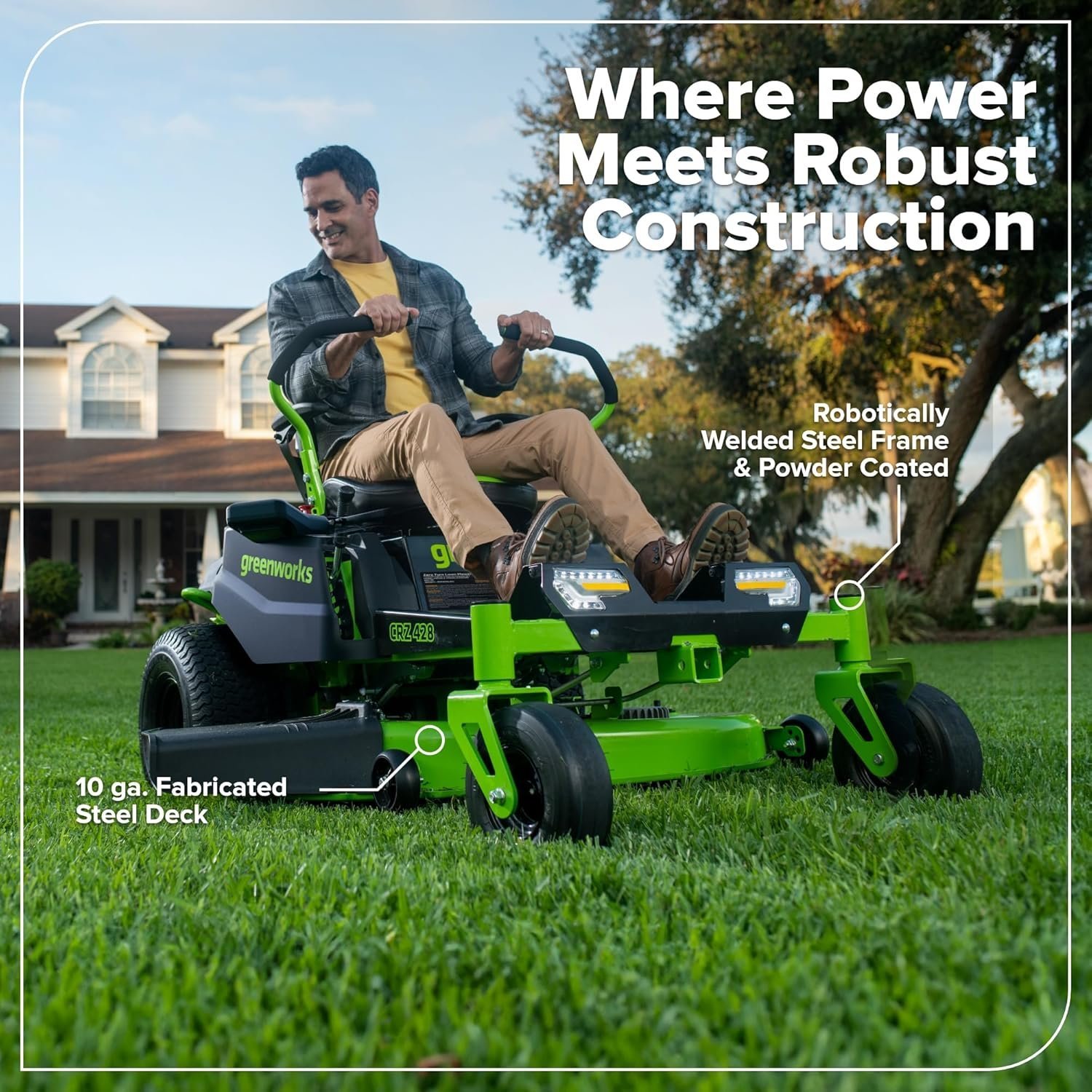 Greenworks 80V 42″ CrossoverZ Zero Turn Riding Lawn Mower, (6) 6.0Ah Batteries and 600W Charger - Image 18