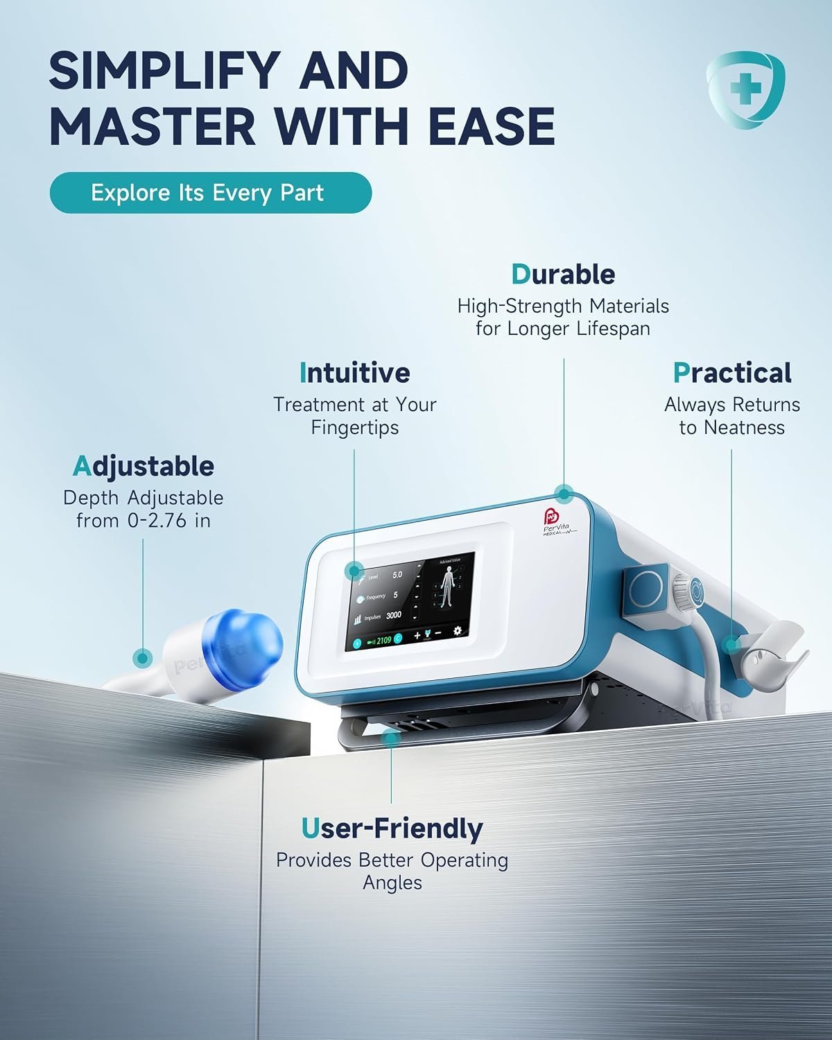 PerVita Medical Focused Shock Wave Therapy Machine Extracorporeal Shockwave ED Therapy Electromagnetic Focal ESWT Machine for Joint and Muscle Pain Relief Non-Invasive Pain-Free No Side Effects PSP30 - Image 3