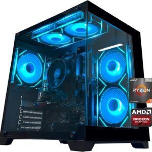 YAWYORE Gaming PC Desktop Computer AMD R5 5600GT 16GB 1TB NVMe Towers WiFi | 16GB DDR4 3200MHz, 1TB M.2 NVMe PCIe, 550W 80PLUS PSU, WiFi BT, Game Design Office Console