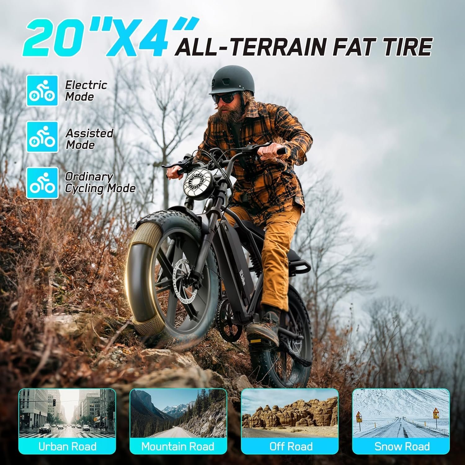 TST Electric Bike for Adults, 1500W Peak Motor 60 Miles Fat Tire Ebike with 48V 15Ah Removable Battery 20″ Fat Tire Electric Bike, Full Suspension and 7-Speed - Image 5
