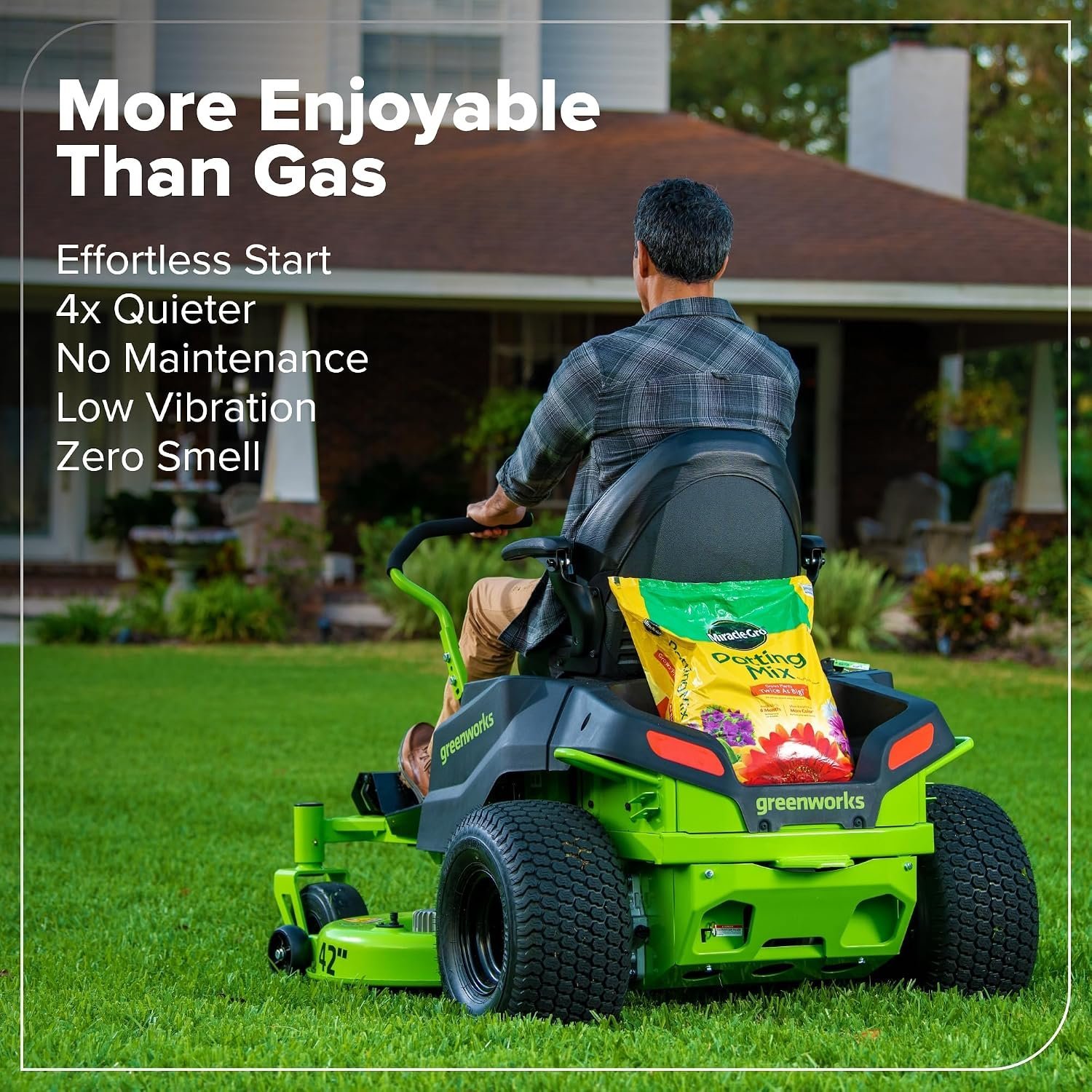 Greenworks 80V 42″ CrossoverZ Zero Turn Riding Lawn Mower, (6) 6.0Ah Batteries and 600W Charger - Image 12