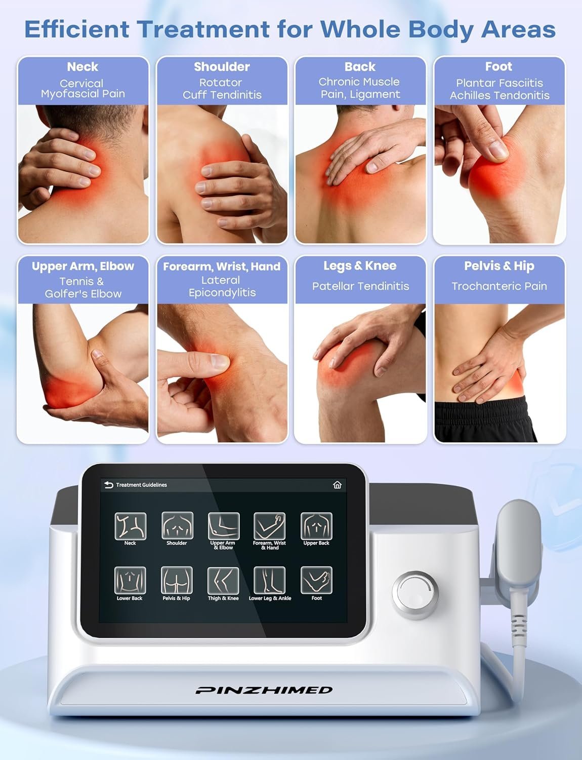 2026 Upgraded Shockwave Therapy Machine, Non-Invasive Extracorporeal ESWT Shockwave Therapy with 8 Heads for Pain Relief, Muscle, Joint & Tissue Regeneration, 10 bar & 10 Modes for Home & Institution - Image 2