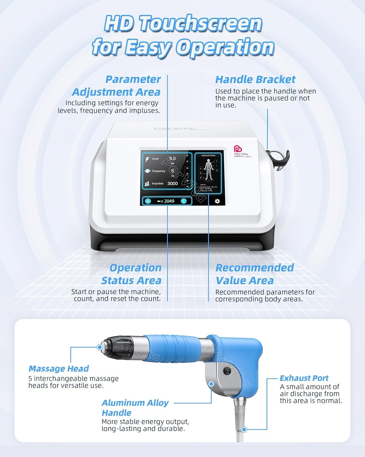 PerVita Medical Extracorporeal Shock Wave Therapy ESWT Machine for Joint and Muscle Pain Relief, Muscle and Bone Tissue Regeneration, Painless, Non-Invasive, No Side Effects, PSP20 - Image 3
