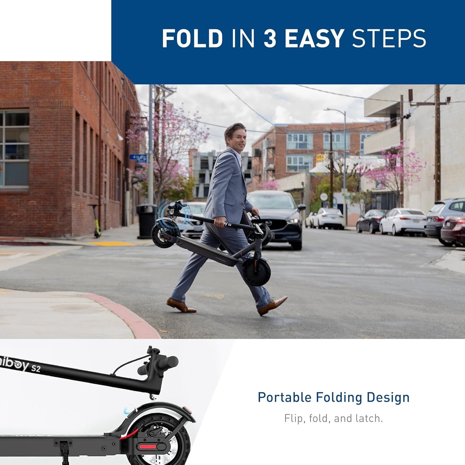 Hiboy S2 Electric Scooter – 8.5″ Solid Tires – Up to 17 Miles Long-Range & 19 MPH Portable Folding Commuting Scooter for Adults with Double Braking System and App - Image 4