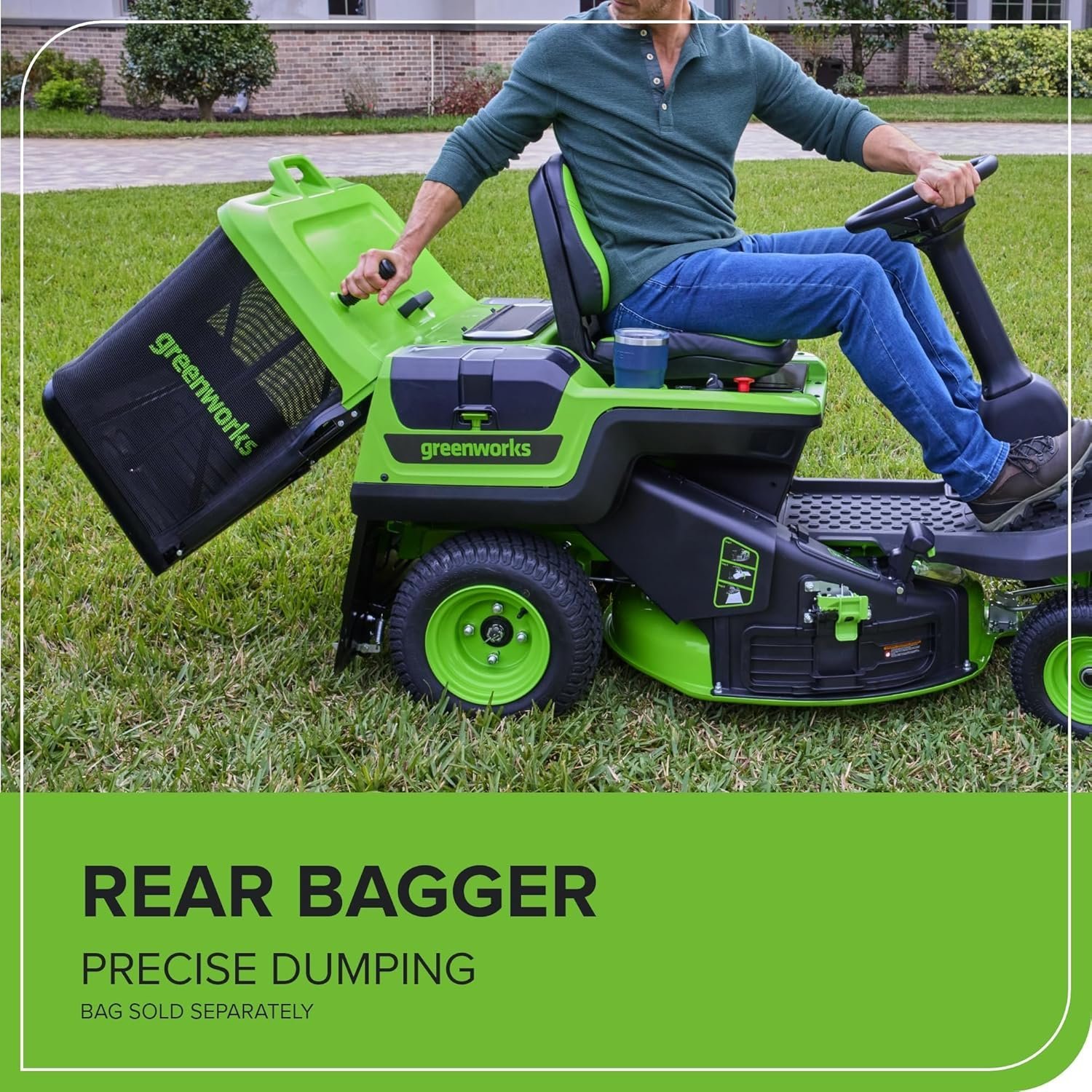 Greenworks 60V 30′ Riding Lawn Mower (1.25 Acre, 16 HP Gas Equivalent, 6 MPH, Tow Up to 200 lbs.), (4) 8.0Ah Batteries (1,920 Wh Max) + Turbo Wall Charger - Image 7