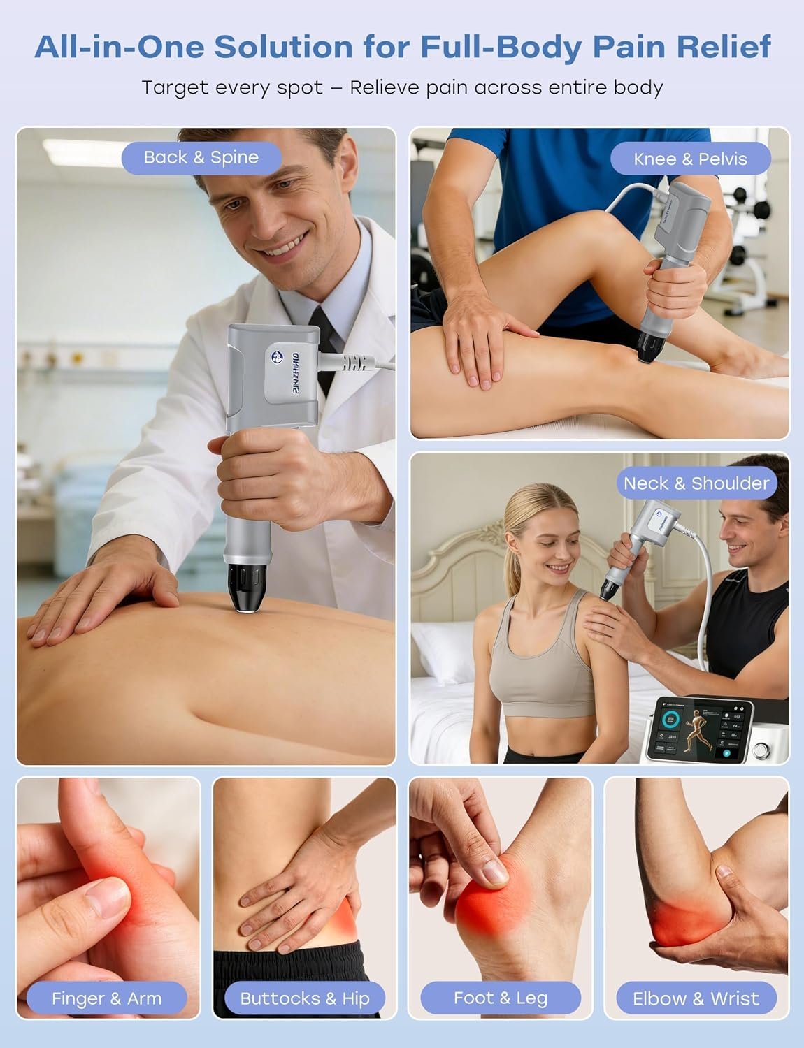 2026 Upgraded Shockwave Therapy Machine, Non-Invasive Extracorporeal ESWT Shockwave Therapy with 8 Heads for Pain Relief, Muscle, Joint & Tissue Regeneration, 10 bar & 10 Modes for Home & Institution - Image 5